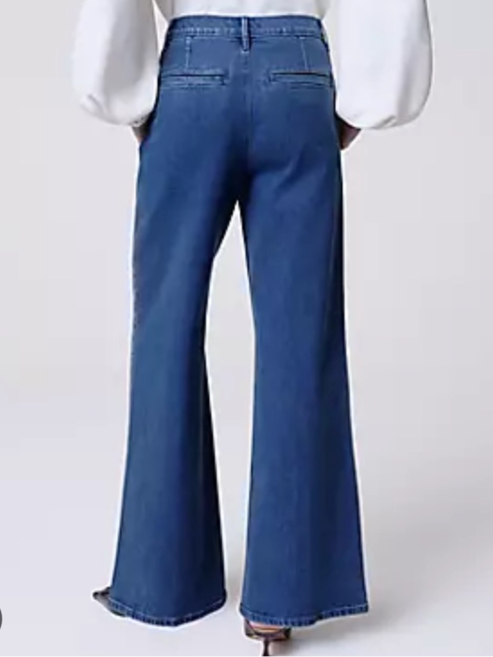 Ann Taylor Blue Flared Wide-Leg Jeans